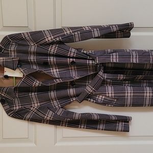 Solitaire plaid trench coat large